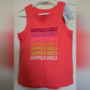 Cat & Jack Summer Vibes Tank Top Girls Size 3T Orange Basic Tee